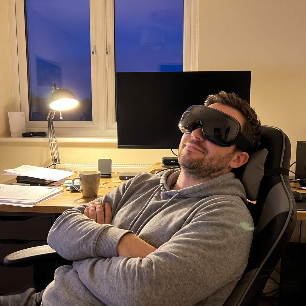 Man unwinding after work with Lidly Pro